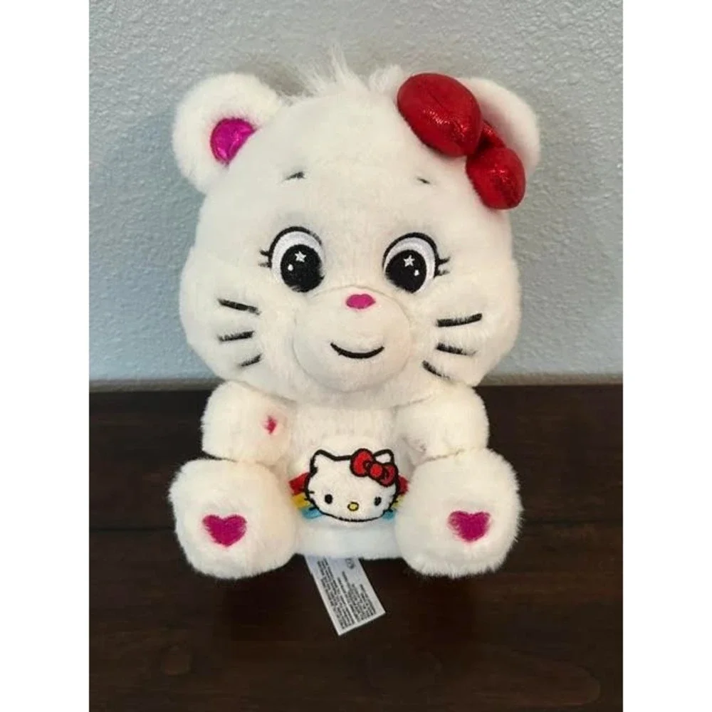 Care Bears x Hello Kitty Loves-a-Lot Bear Plush White Sanrio Collaboration 2024